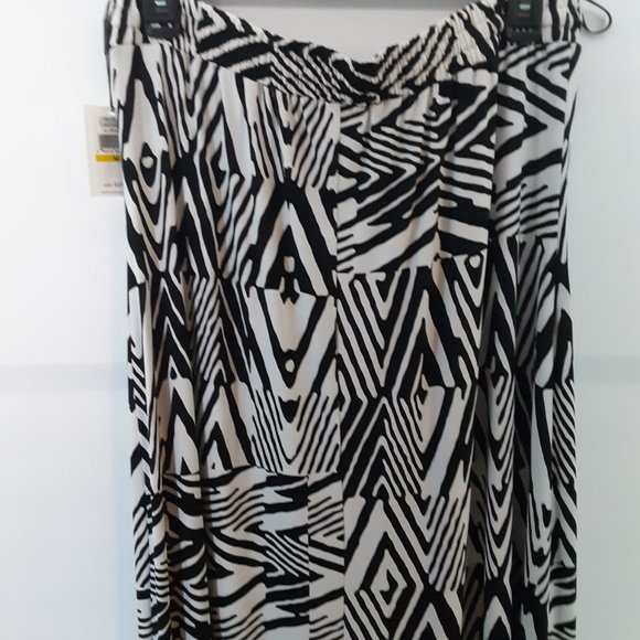 New Calvin Klein Maxi Skirt Black and White Peak Size Medium Casual - Picture 4 of 14